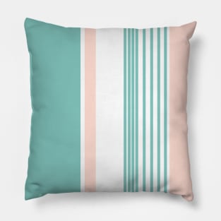 Color Block Stripes Teal and Peach Pillow