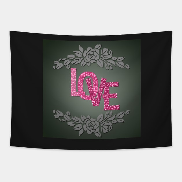 Valentine hearts on purple background Tapestry by ikshvaku