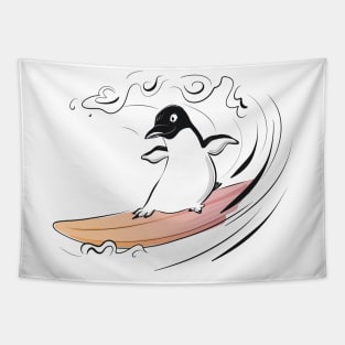 Surfing Penguin Tapestry