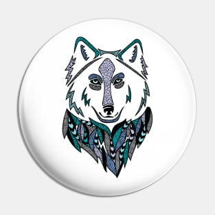 Aqua Wolf Pin