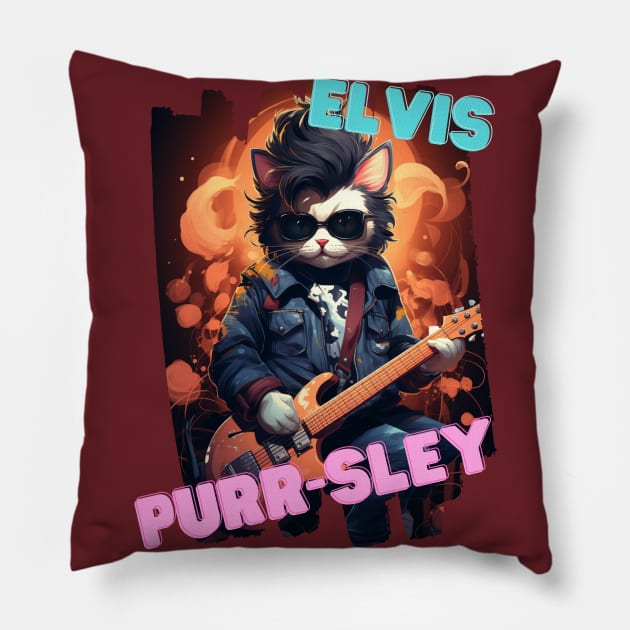 Elvis-Style Cat: "Elvis Purrsley" Pillow by LionCreativeFashionHubMx