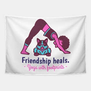 frienship heal, yoga with footprints Tapestry