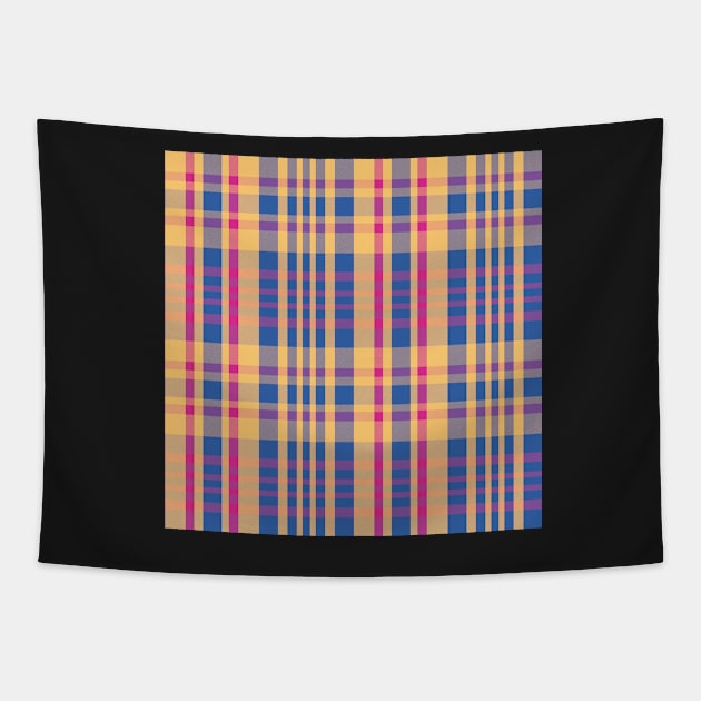 Vaporwave Aesthetic Sorcha 2 Hand Drawn Textured Plaid Pattern Tapestry by GenAumonier