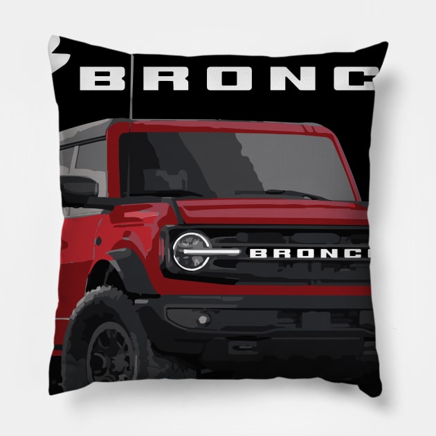 wildtrak new bronco race red Pillow by cowtown_cowboy