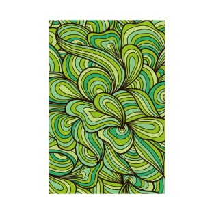 Vibrant Shades of Greens Semi-Flow Pattern T-Shirt