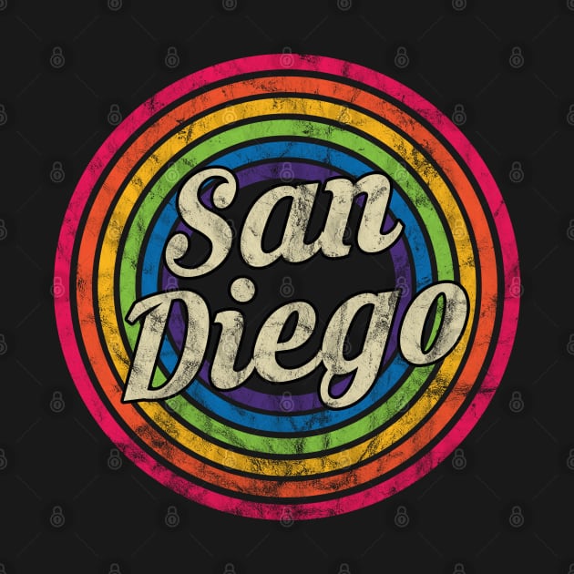 San Diego - Retro Rainbow Faded-Style by MaydenArt