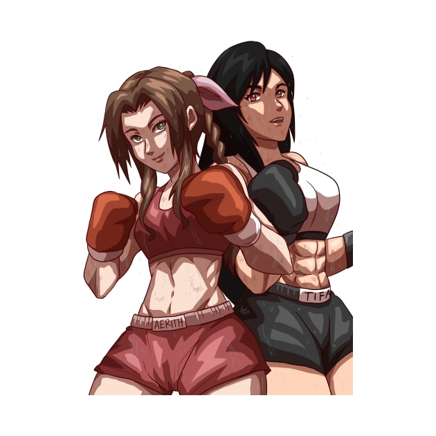 Tifa and Aerith boxing by DudelArt