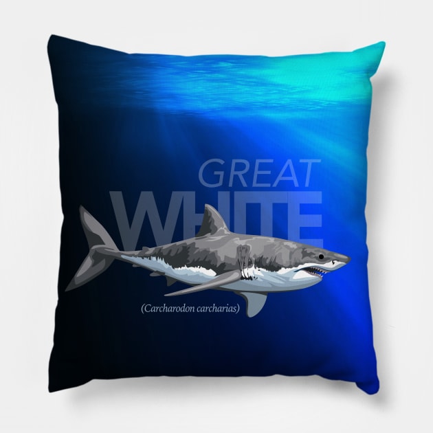 The Great White Shark and the ocean blue Pillow by LaughingDevil