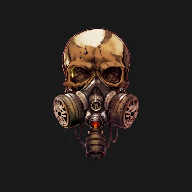 Skull wearing gas mask by Dope_Design