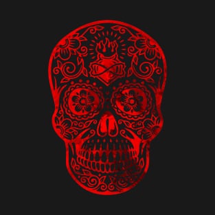 RED MEXICAN LATINO SCULL DESIGN T-Shirt