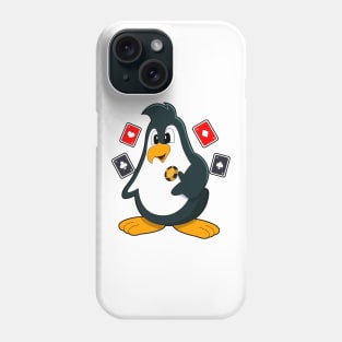 Penguin at Poker with Poker cards Phone Case
