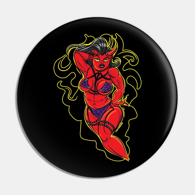 Thick or Thicc Demon Devil Girl Pin by eShirtLabs