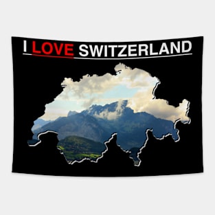 I Love Switzerland Map Mountains Tapestry