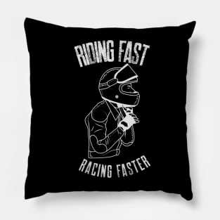 Riding Fast Racing Faster Motorcycle Racing Motorbike Rider Pillow