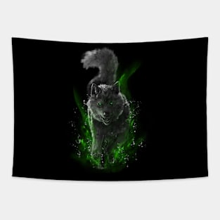 Funny wolf - green version Tapestry