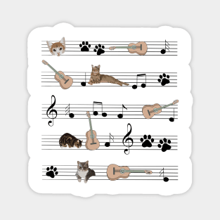 Cat Play Guitar Magnet