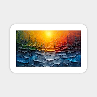 golden sunset by the ocean an golden sunset by the ocean an abstract paintingabstract painting Magnet