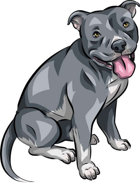 Cute Blue American Bully Dog Kids T-Shirt by Shirin Illustration