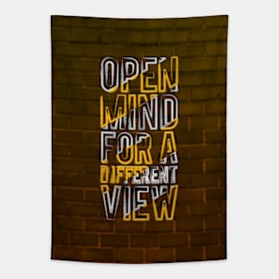 Typography Quote: Open Mind for a Different View V02 Tapestry