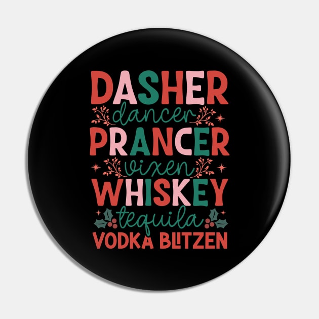 Dasher Dancer Prancer Vixen Whiskey Vodka Tequila Blitzen Pin by MZeeDesigns