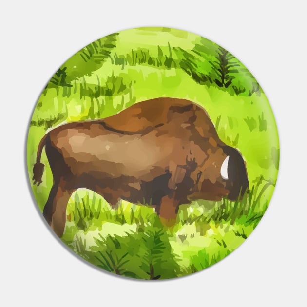 Bison as seen in Yellowstone National Park Pin by WelshDesigns