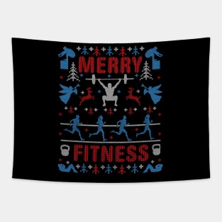 Funny Merry Fitness Exercise Gym Ugly Christmas Sweater Party Tapestry