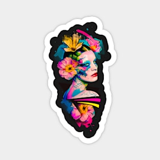 Abstract lady with flowers Magnet