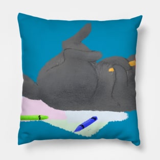 Crayon-crazed Kitty Pillow