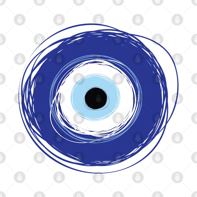 Evil Eye Greek Symbol Of Protection Artistic Blue by ProjectX23 Orange