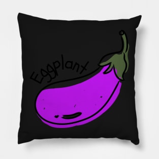 Hand Drawn Eggplant Minimal Pillow