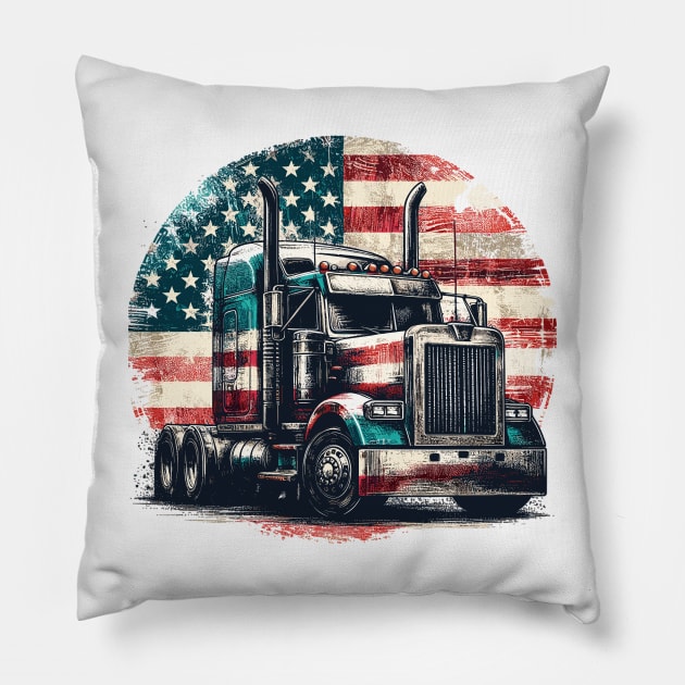 Truck Tractor Pillow by Vehicles-Art