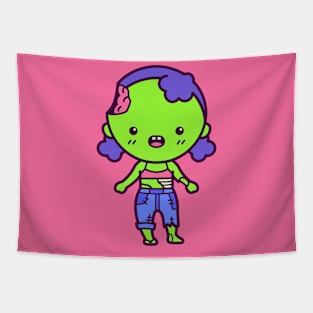 Kawaii Cute Zombie Girl Cartoon Tapestry