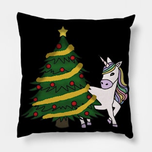 Unicorn Christmas Tree Festive Xmas Pillow