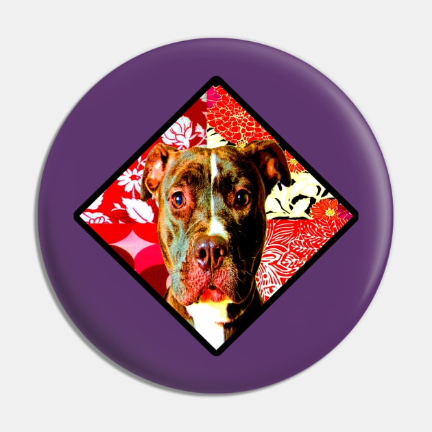 Regal Red Floral PitBull Pin by artbyomega