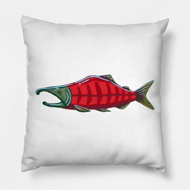 Pacific Salmon - Sockeye Salmon Pillow by paintedpansy