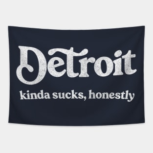 Detroit Sucks - Retro Style Typography Design Tapestry