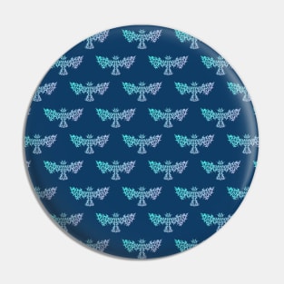 dragon birds pattern blue Pin