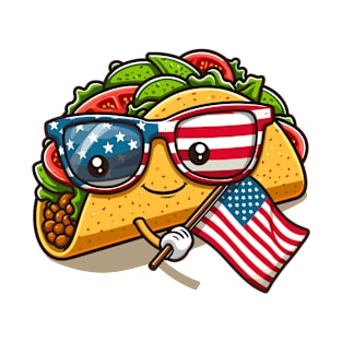 Tacos holding an American flag design T-Shirt