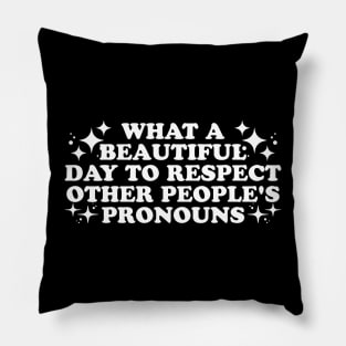 What A Beautiful Day to Respect Other People's Pronouns Pillow