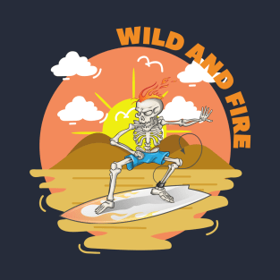 wild and fire skeleton design T-Shirt