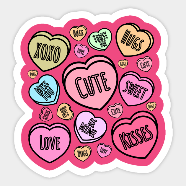 CANDY CONVERSATION HEARTS Digital Download Fun Printable Candy Valentine  Hearts, Valentines Day Cards Tags Stickers More 