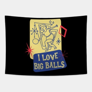 Funny Bowling Lover Mid-Century Modern Tapestry