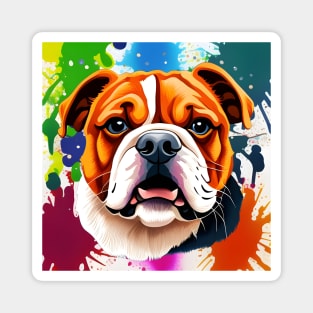 British Bulldog Splash Art Style Portrait Magnet