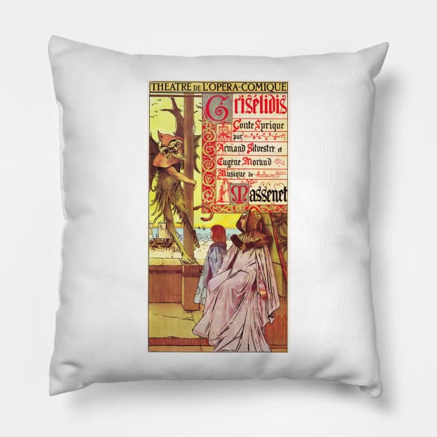 Theatre De L' Opera Comique Griselidis circa 1901 Vintage Performances Theater Wall Art Pillow by vintageposters