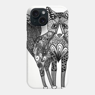 Tilki the Fox - Monochrome Line Art Designs Phone Case