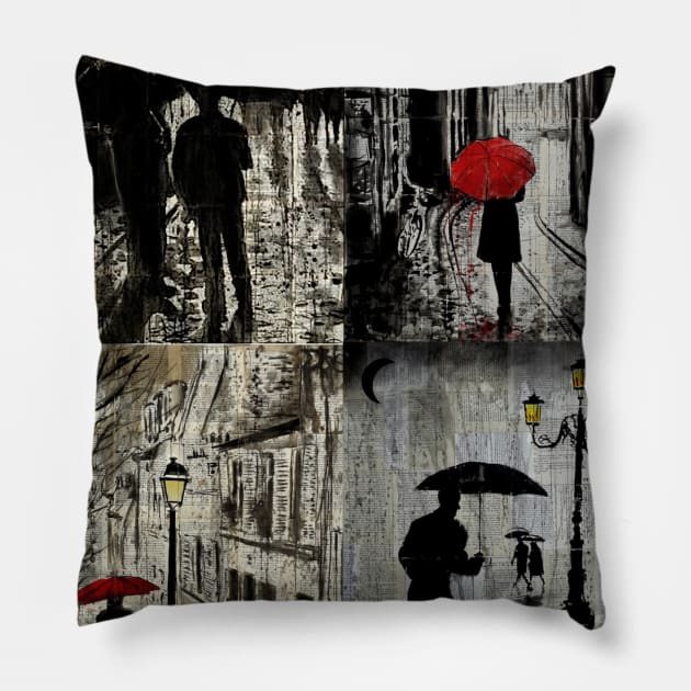 4 rainy days Pillow by Loui Jover 