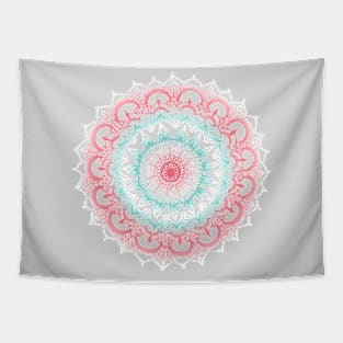 Teal & Coral Glow Medallion Tapestry