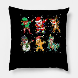 Dabbing Dab Santa Elf Dinosaur T-rex Friends Christmas Lights Pillow