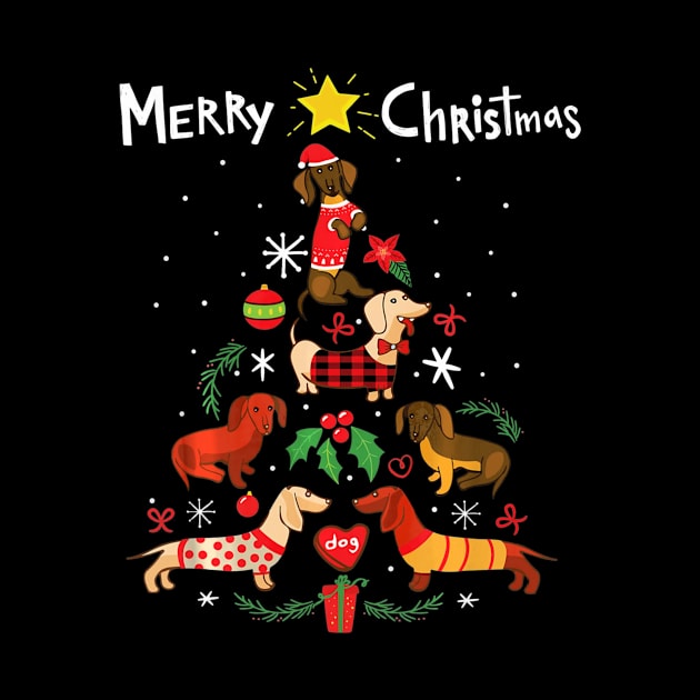Funny Dachshund Christmas Tree Shirt Ornament Decor Gift by franzaled