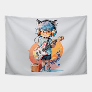 A little girl plays the guitar Tapestry